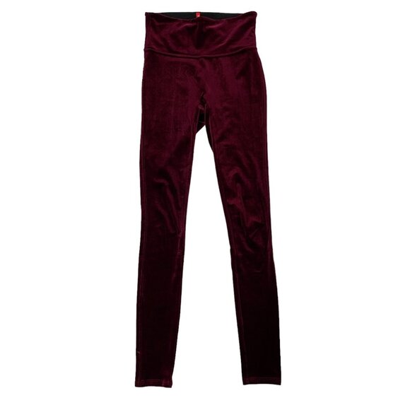 Spanx Velvet Leggings Small Red Long Slim Fit Holiday Party Luxe Sexy - Picture 1 of 8